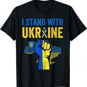 Support Ukraine I Stand With Ukraine Ribbon Flag Love Ukraine Shirt