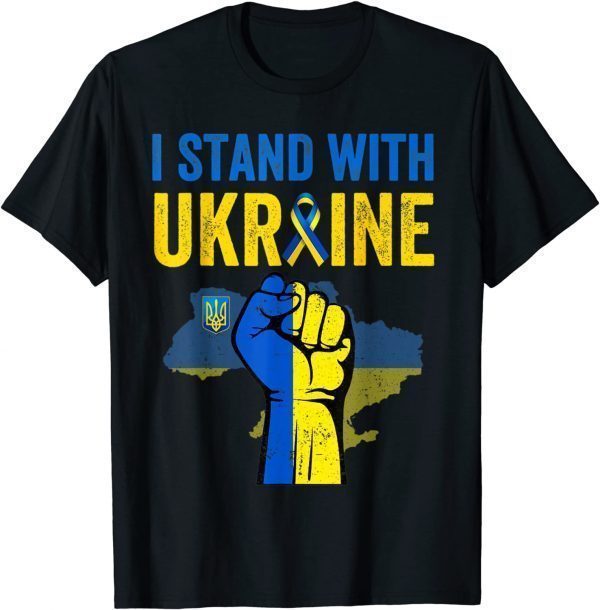 Support Ukraine I Stand With Ukraine Ribbon Flag Love Ukraine Shirt