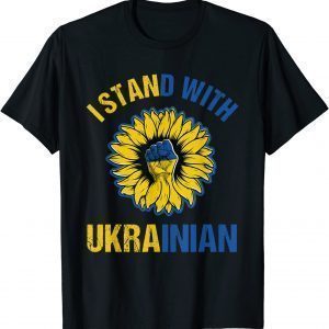 Support Ukraine I Stand With Ukrainian sunflower fist flag Peace Ukraine T-Shirt