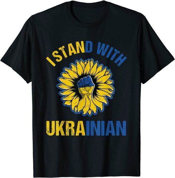 Support Ukraine I Stand With Ukrainian sunflower fist flag Peace Ukraine T-Shirt