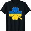 Support Ukraine St Patricks Day Ukrainian Flag On Clover T-Shirt