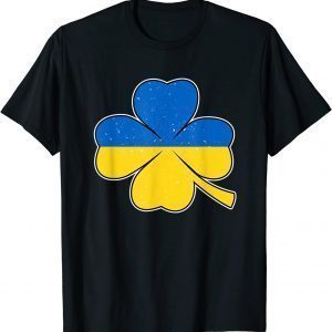 Support Ukraine St Patricks Day Ukrainian Flag On Clover T-Shirt