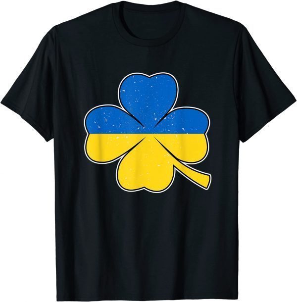 Support Ukraine St Patricks Day Ukrainian Flag On Clover T-Shirt