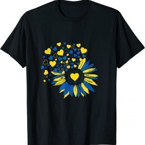 Support Ukraine Sunflower Ukrainian Flag Heart Free Ukraine T-Shirt