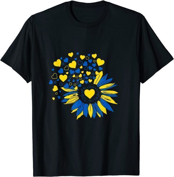 Support Ukraine Sunflower Ukrainian Flag Heart Free Ukraine T-Shirt