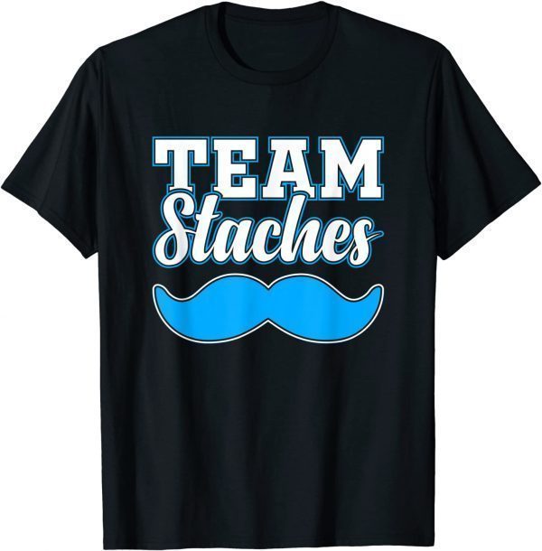 Team Staches gender reveal pregnancy announcement baby boy T-Shirt