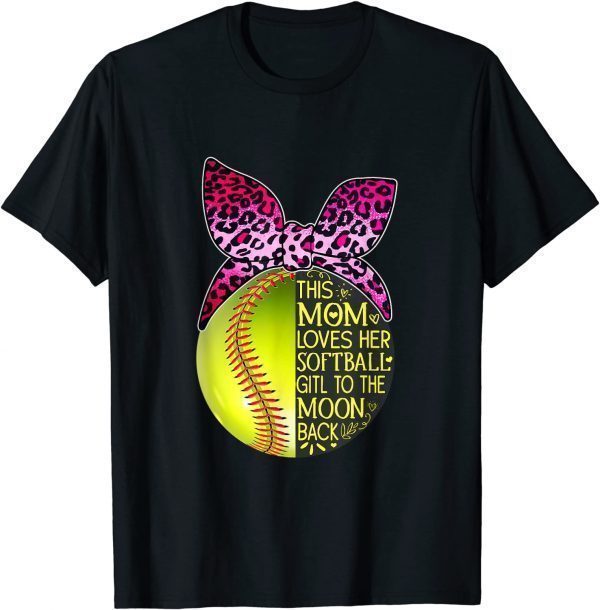 This Mom Loves Her Softball Leopard Bandana Mother's Day T-Shirt