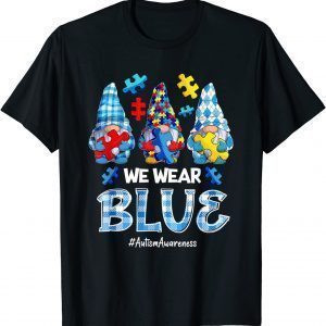 Three Gnomes Holding Blue Puzzle Gnome Autism Awareness Classic T-Shirt