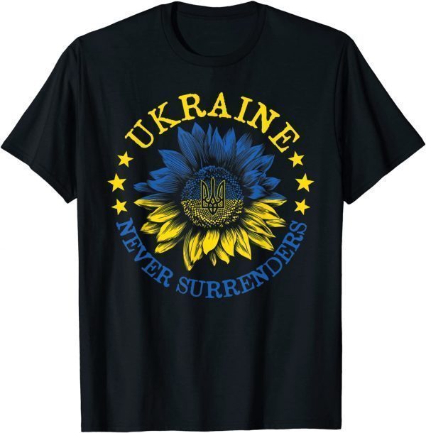 UKRAINE Never Surrenders Support Sunflower Ukrainian Flag Peace Ukraine Shirt