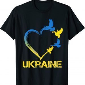 Ukraine Flag Heart Vintage Ukrainian Support Ukraine Pray Ukraine Shirt