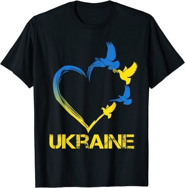Ukraine Flag Heart Vintage Ukrainian Support Ukraine Pray Ukraine Shirt