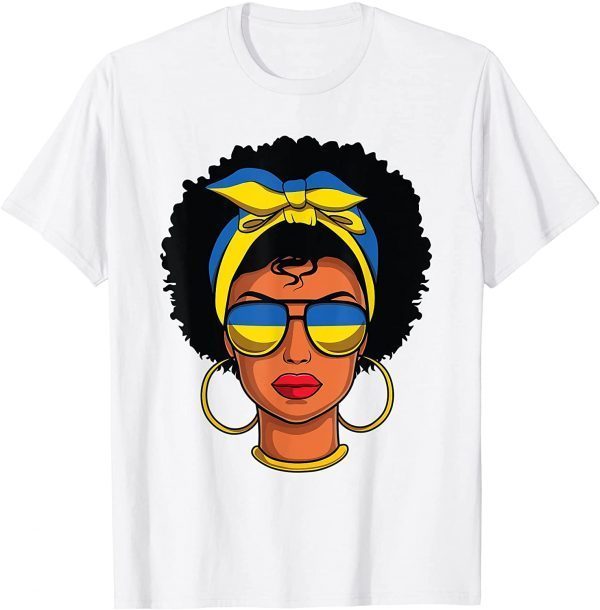 Ukraine Flag Ukrainian Afro Women Girls Pride Peace Ukraine Shirt