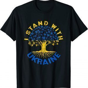 Ukraine Flag Vintage Tree Stand With Ukraine Graphic Roots Love Ukraine T-Shirt