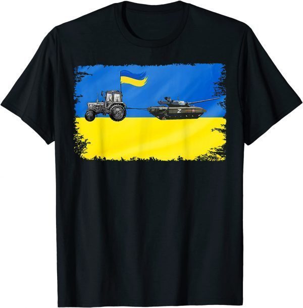 Stop Putin Ukrainian Farmer Steals Tank Ukrainian Flag Shirt