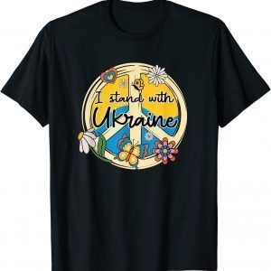 Ukrainian Flag I Stand With Ukraine Daisy Hippie Peace Support Ukraine Shirt