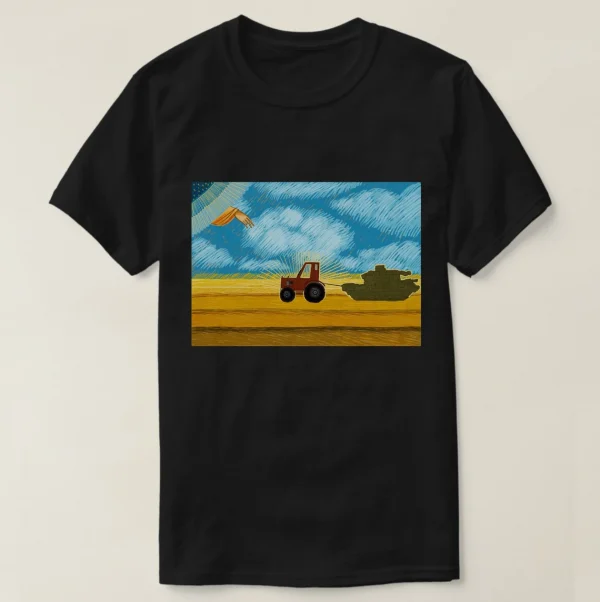 Ukrainian tractor pulling Russian tank Love Ukraine T-Shirt