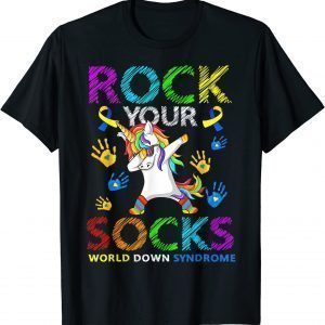 Unicorn Rock Your Socks World Down Syndrome Awareness Classic Shirt