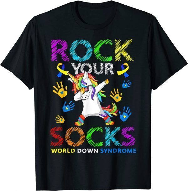 Unicorn Rock Your Socks World Down Syndrome Awareness Classic Shirt