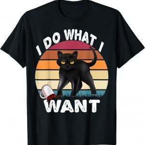 Vintage I Do What I Want Cute Cat 2022 T-Shirt