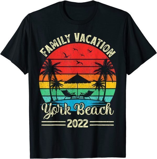 Vintage Retro Family Vacation 2022 Maine York Beach Classic Shirt