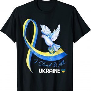 Dove Ukraine Ukrainian Ribbon I Stand With Ukraine Free Ukraine T-Shirt