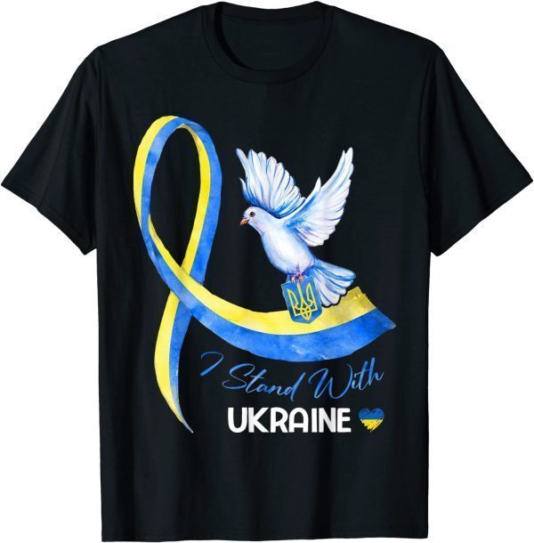 Dove Ukraine Ukrainian Ribbon I Stand With Ukraine Free Ukraine T-Shirt