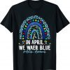 We Wear Blue For Autism Awareness Rainbow Leopard Puzzle 2022 Shirt