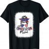 All American MOM 4th Of July Messy Bun Hair American Flag T-Shirt