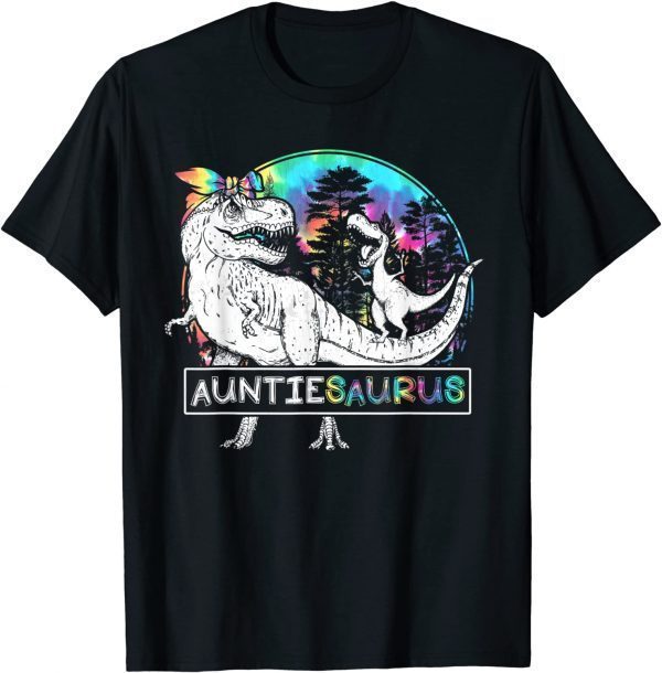 Auntie Saurus Dino Tie Dye Bandana Mother's Day 2022 Shirt