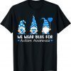 Autism Awareness Gnome In April We Wear Blue Ribbon Puzzle 2022 Shirt