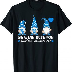 Autism Awareness Gnome In April We Wear Blue Ribbon Puzzle 2022 Shirt