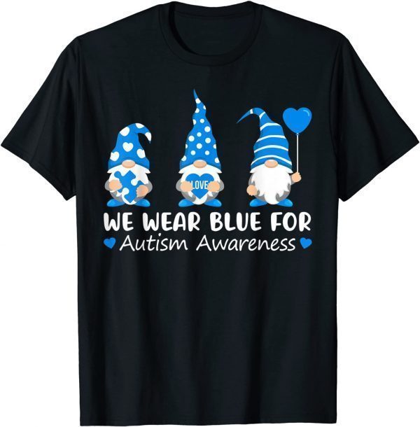 Autism Awareness Gnome In April We Wear Blue Ribbon Puzzle 2022 Shirt