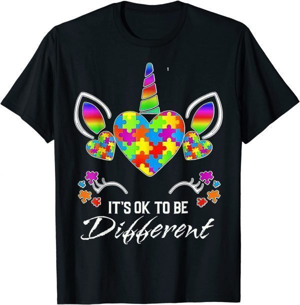 Autism Awareness Unicorn Mask It's Ok To Be Different Shirt