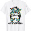 Autism Grandma Life Messy Bun Glasses Bandana Mother’s Day Tee Shirt