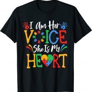 Autism I Am Her Voice She Is My Heart Autism Awareness Month 2022 T-Shirt