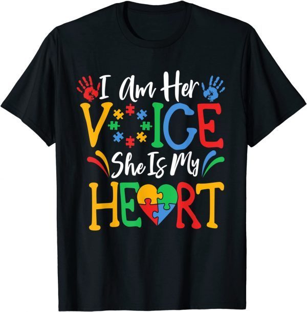 Autism I Am Her Voice She Is My Heart Autism Awareness Month 2022 T-Shirt