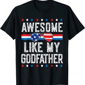 Awesome Like My Godfather Retro USA FLAG Parents Day Baptism 2022 hirt