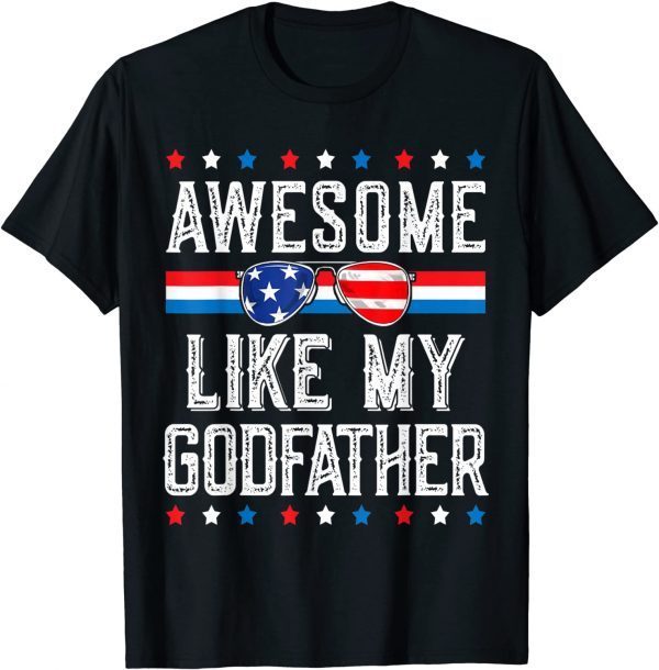 Awesome Like My Godfather Retro USA FLAG Parents Day Baptism 2022 hirt