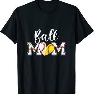 Ball Mom Leopard Softball Baseball Mothers Day 2022 T-Shirt