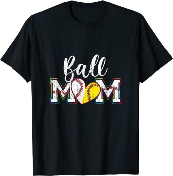 Ball Mom Leopard Softball Baseball Mothers Day 2022 T-Shirt