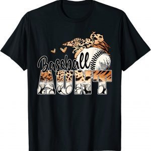 Baseball Aunt Leopard Baseball Lover Mommy Mothers Day 2022 T-Shirt