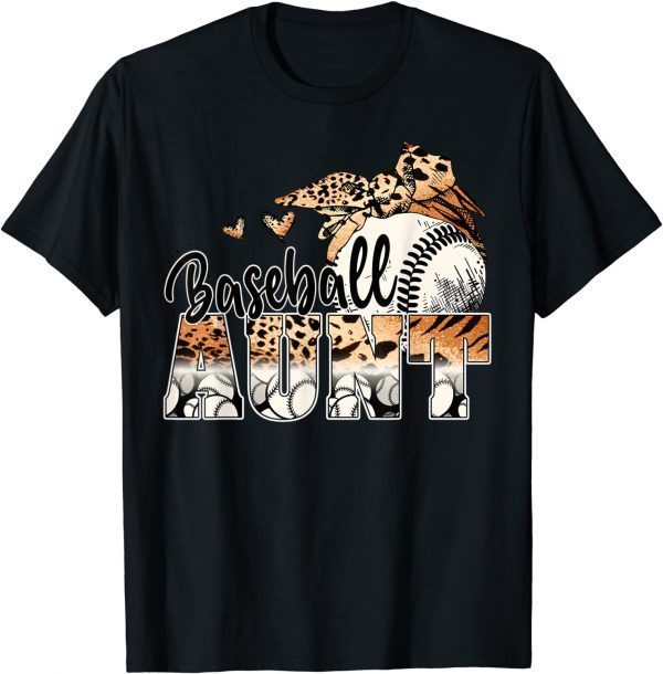 Baseball Aunt Leopard Baseball Lover Mommy Mothers Day 2022 T-Shirt