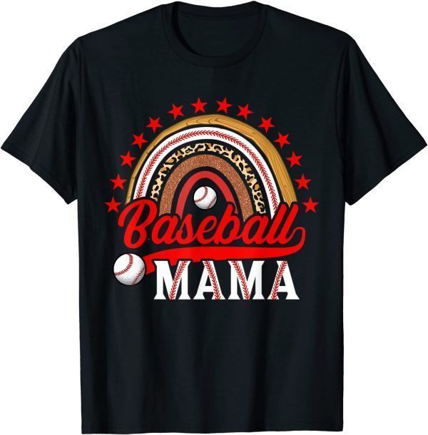 Baseball MAMA Leopard Rainbow Happy Mother's Day 2022 Classic Shirt