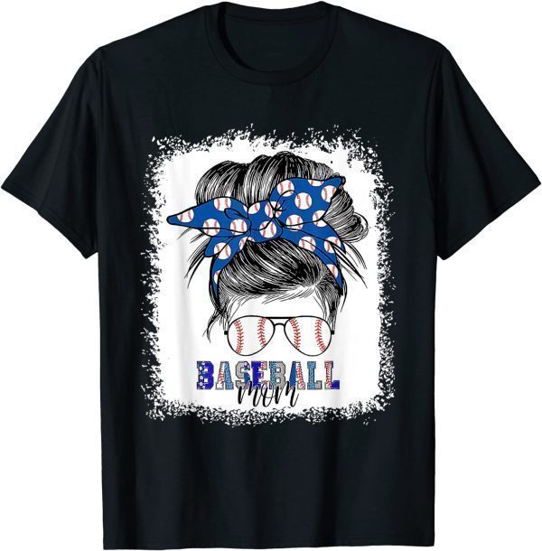 Baseball Mom Bleached Leopard Messy Bun Mother's Day 2022 Classic Shirt