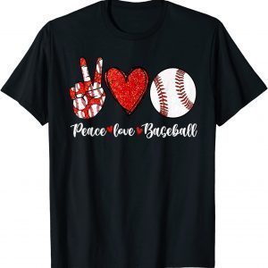 Baseball Mom Leopard Print Peace Love Baseball Mother's Day T-Shirt