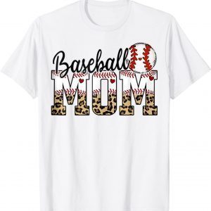 Baseball Mom Leopard Print Vintage T-ball Mother's Day 2022 Shirt