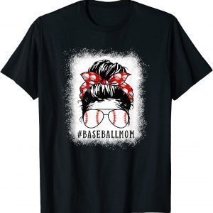 Baseball Mom Messy Bun Proud Mama Baseball Scarf Sunshades 2022 Shirt