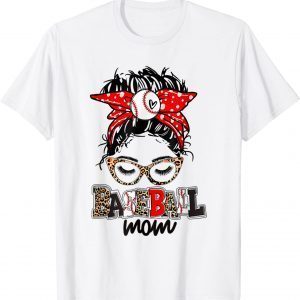 Baseball Mom Messy Bun Softball Mom Mother's Day 2022 Shirt