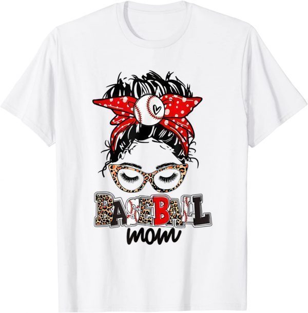 Baseball Mom Messy Bun Softball Mom Mother's Day 2022 Shirt