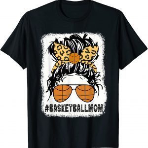 Basketball Mom basketball Mom Messy Bun Leopard Mother's Day 2022 Shirt